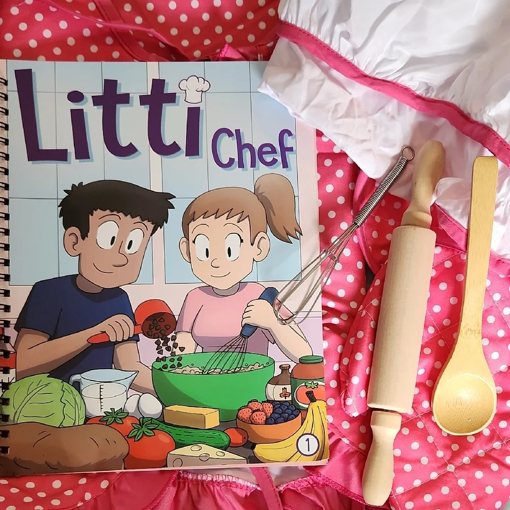 Kids Premier Chef Set- Cooking Kit, Includes Apron, Hat, Utensils, CookBook+more